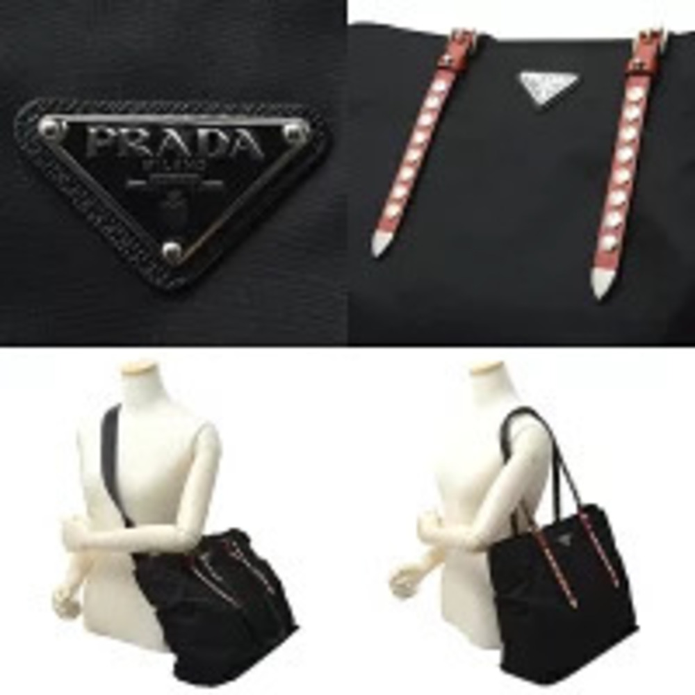 Prada Tote Bag Shoulder Studded Black - Picture 5 of 9